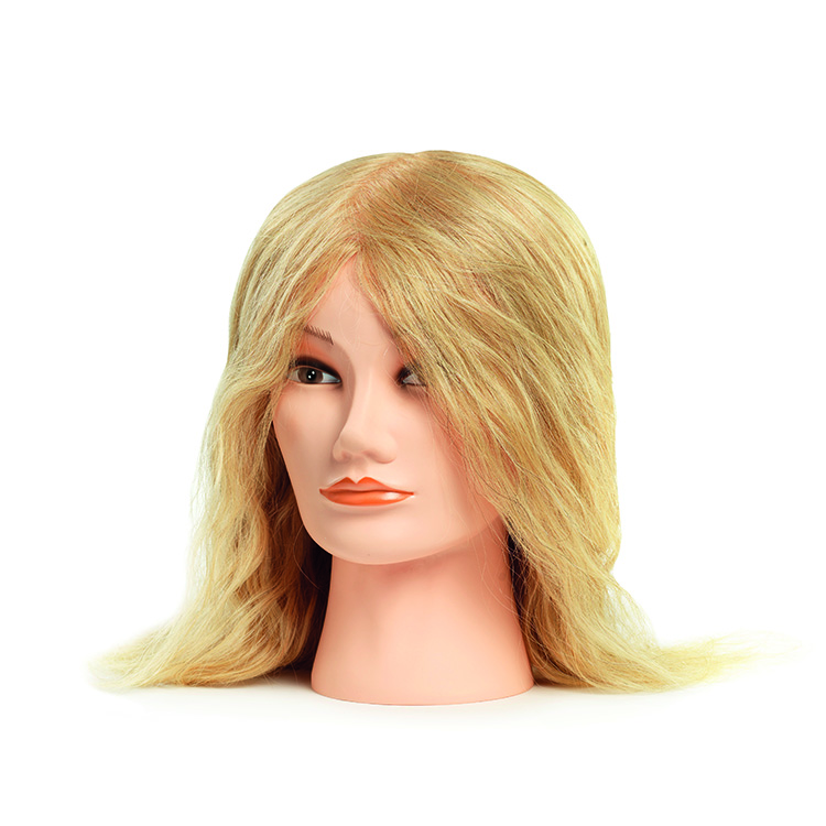 BraveHead 9866 Female Medium Blonde - cvičná hlava, 100% lidské vlasy, 35 - 40 cm