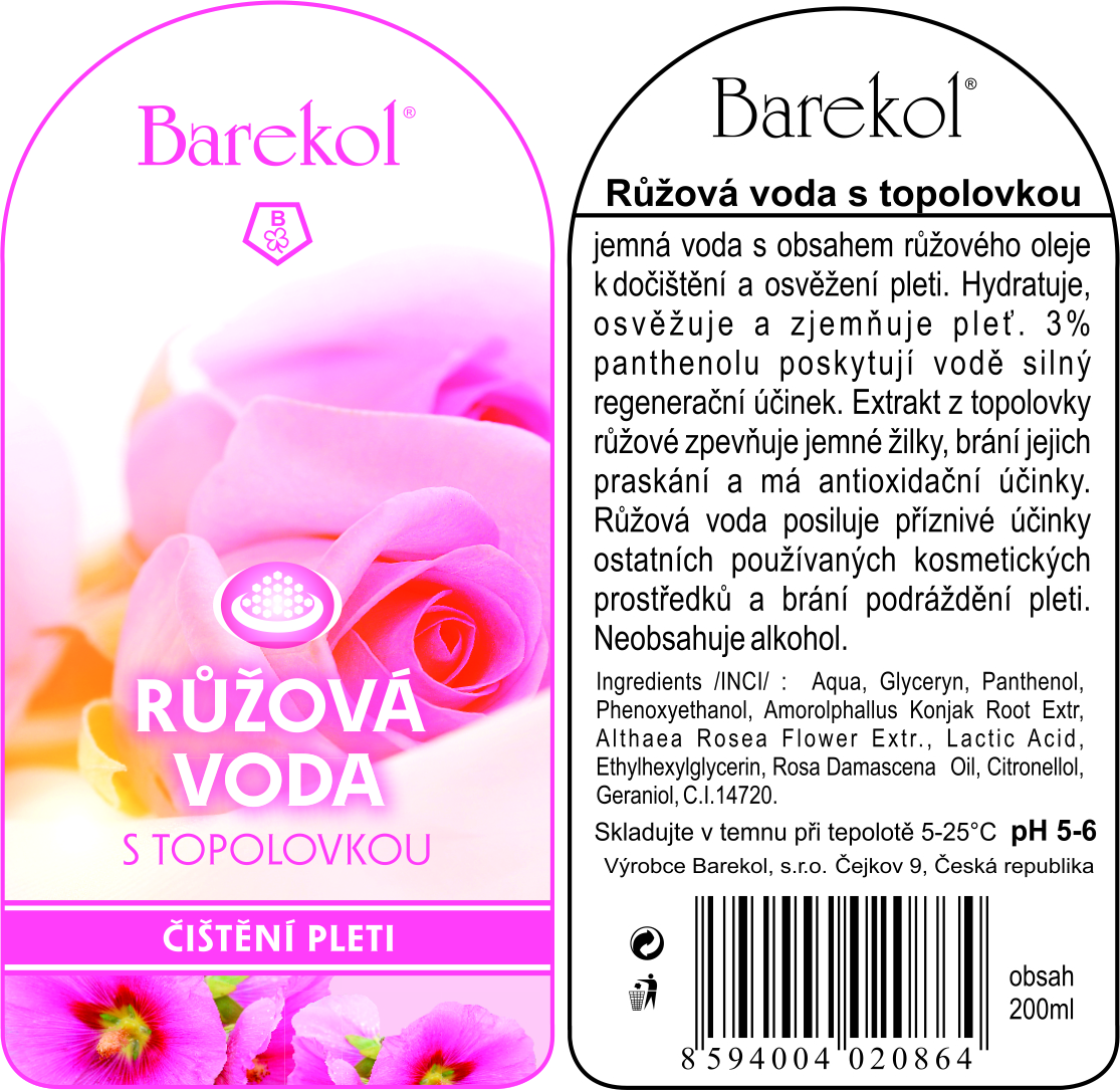 Barekol - ružová voda s topoľovkou, 200 ml