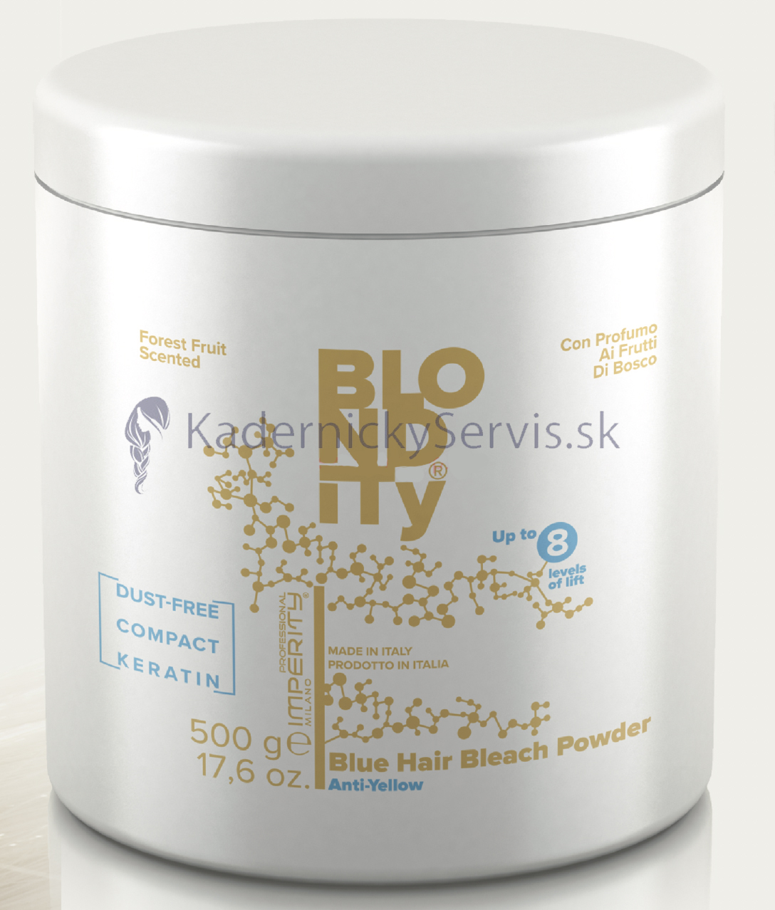 Imperity Blondity Blue Hair Bleach Powder Keratin Forest Fruit - modrý melírovací prášek s keratinem s vůní lesních plodů, 500 g