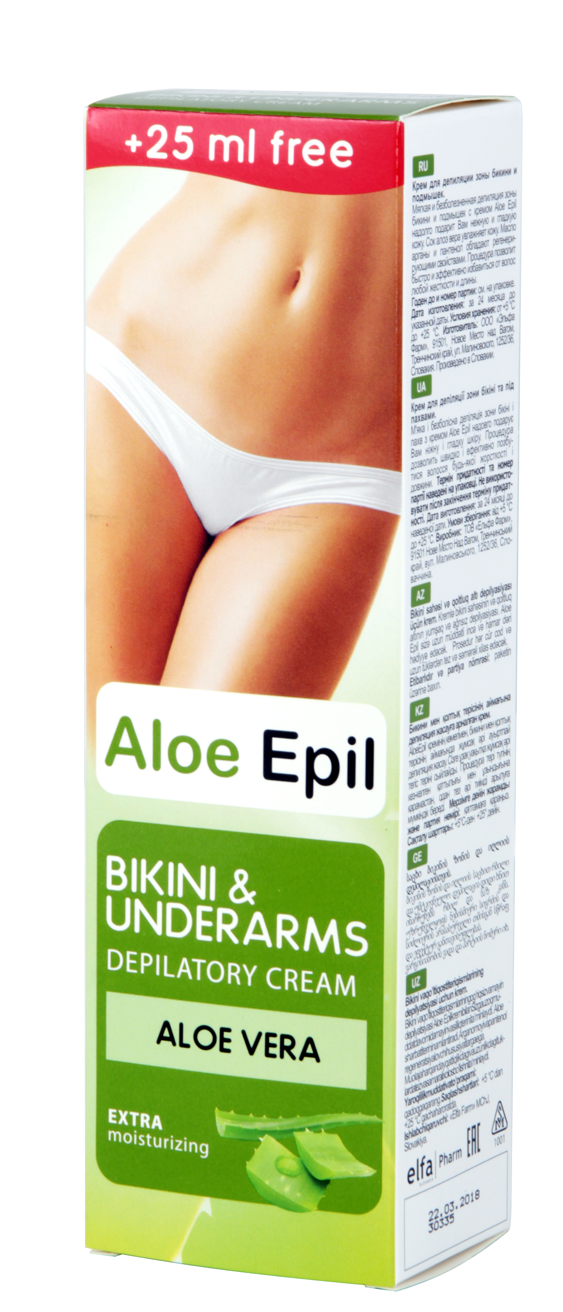 ​Aloe Epil Bikini and armpits depilátor cream - depilační krém pro oblasti podpaží a třísel, 125 ml