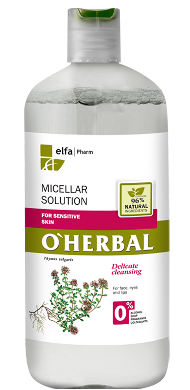 O'HERBAL For Sensitive Skin - micelární pleťová voda pro citlivou pleť, 250 ml