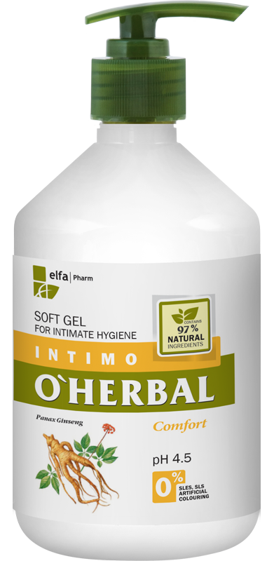 O´HERBAL Soft Gel - gél pre intímnu hygienu s extraktom ženšenu, 500 ml