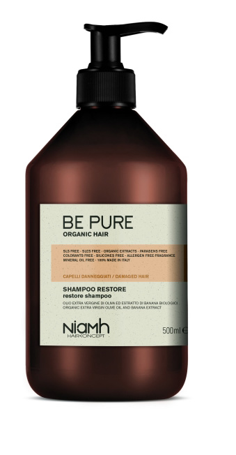 Niamh Hairkoncept Be Pure Restore Shampoo - obnovující šampon na vlasy, 500 ml
