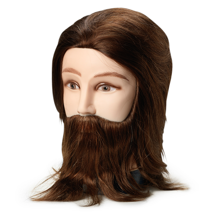 BraveHead 9862 Male w. beard - mužská cvičná hlava s bradou, 100% lidské vlasy