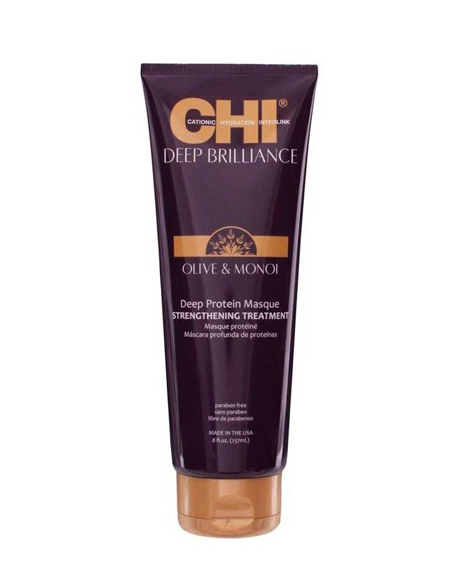 CHI Deep Brilliance Olive & Monoi Deep Protein Masque Strengthening Treatment - hloubková proteinová posilující maska, 237 ml