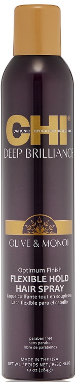 CHI Deep Brilliance Olive & Monoi Optimum Finish Flexible Hold Spray - lak na vlasy, 284 g