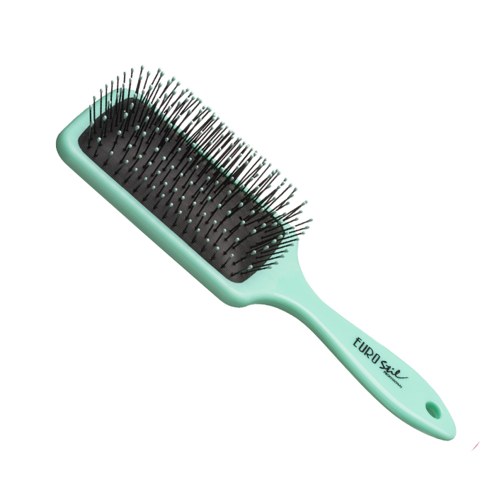 Eurostil Paddle Brush Fluorescent Turquoise S 04280 - plochá kefa na rozčesávanie vlasov S, tyrkysová
