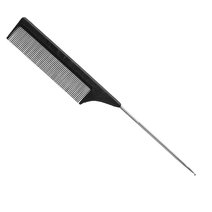 Eurostil Tail Comb Metallic W/Hook 00473 - tupírovací hrebeň s háčikom