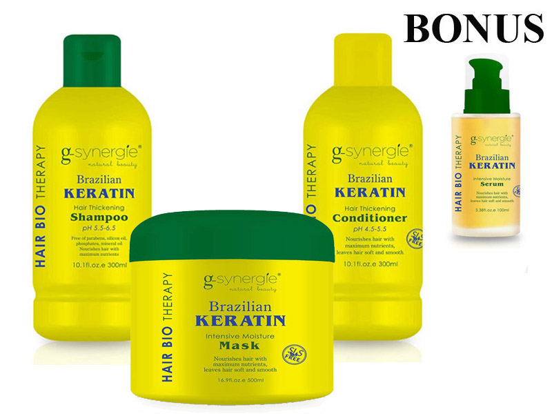 G-synergie Brazilian Keratin - šampon, 300 ml + kondicionér, 300 ml + maska, 500 ml + sérum, 100 ml