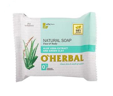 ​O'Herbal Natural ALOE VERA - přírodní mýdlo s extraktem aloe vera a zelené hlíny, 100 g DÁREK
