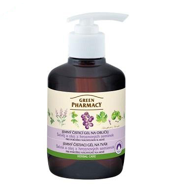 Green Pharmacy Šalvěj a olej z hroznových semínek - jemný čistící gel na obličej, 270 ml