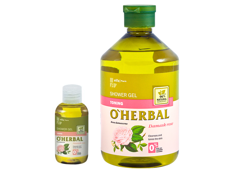 ​O'Herbal Toning shower gel with damask rose extract - tonizující sprchový gel s extraktem z damaškové růže