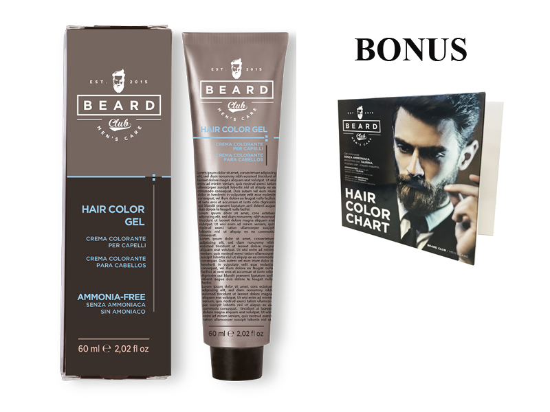 (EXP: 04/2022) AKCE: 10 ks Beard Club Hair Color Gel - gelová barva na vlasy pro muže, 60 ml + vzorník