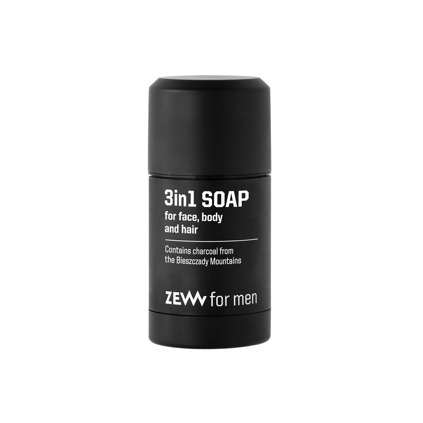 ZEW for men 3 in 1 soap: body, face and hair - mýdlo 3v1 na tělo, obličej a vlasy s dřevěným uhlím, 85 ml + Kapsa M
