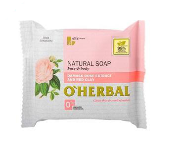 O'Herbal Natural Damask Rose - přírodní mýdlo s extraktem damaškové růže a červené hlíny, 100 g