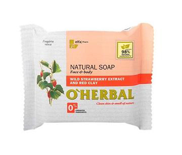 O'Herbal Natural Wild Strawberry - přírodní mýdlo s extraktem lesních jahod a červené hlíny, 100 g