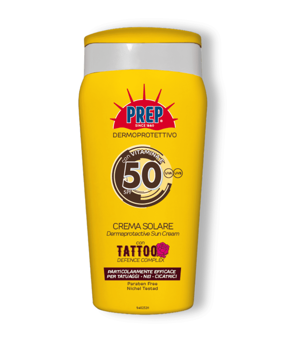 PREP Derma Protective Sun Milk Tattoo Protection SPF 50 - opalovací krém na ochranu tetování, 200 ml