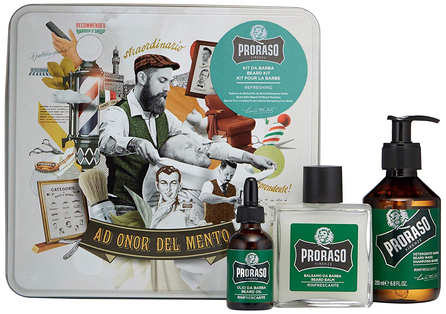 Proraso Beard Kit Refresh - sada na bradu v plechové krabičce s vůní eukalyptu a mentolového oleje