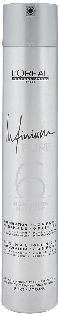 L'Oréal Professionnel Infinium Pure Strong - hypoalergenní lak na vlasy bez parfemace se silnou fixací, 500 ml