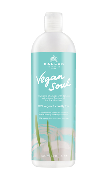 Kallos vegani SOUL volumizing shampoo - jemný a lehký objemový šampon na vlasy, 100% vegan, 1000 ml