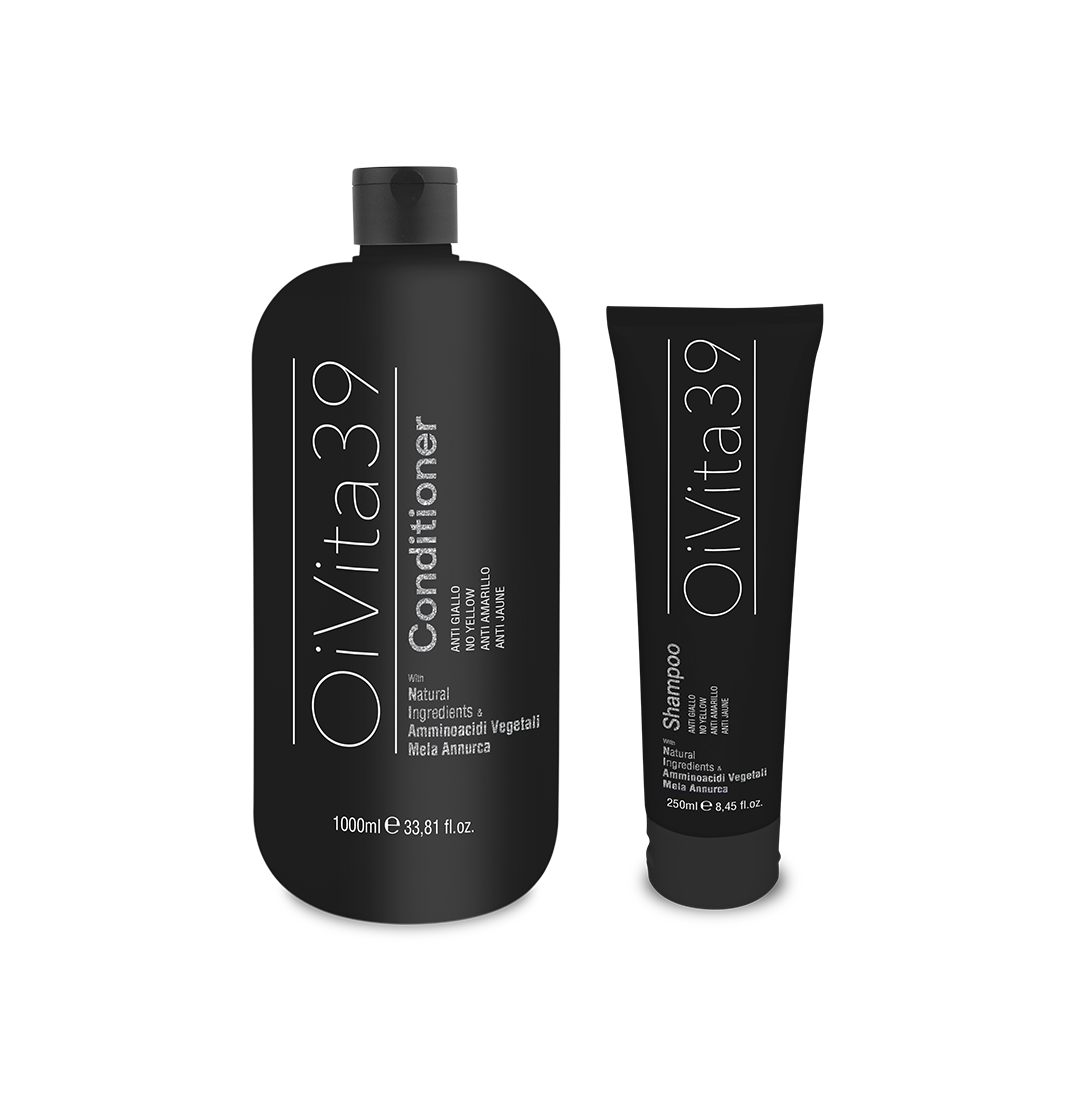 AKCE: OiVita 39 Antigiallo Conditioner - kondicionér na šedivé, zesvětlené a odbarvované vlasy, 1000 ml + OiVita 39 Antigiallo Shampoo, 250 ml