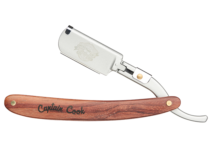 CHYBA TLAČE: Captain Cook Shaving Razor, Wooden Handle 04894 - britva na vymeniteľné žiletky, celá čepeľ