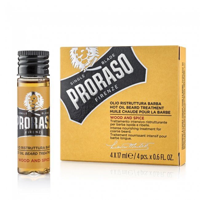 Proraso Hot Oil Beard Treatment ﻿Wood&Spice - horký olej na bradu, 4x17 ml