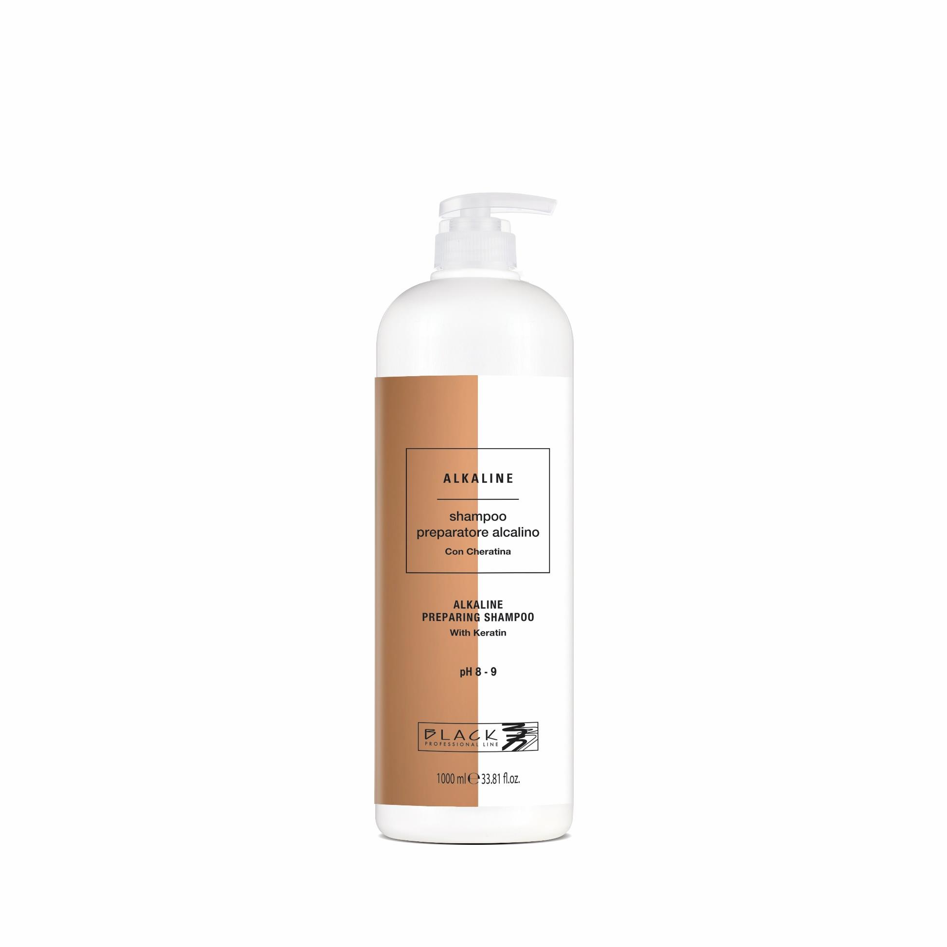 Black Alkaline Preparing Shampoo With Keratin - profesionálny čistiaci šampón s keratínom a pH 8-9, 1000 ml