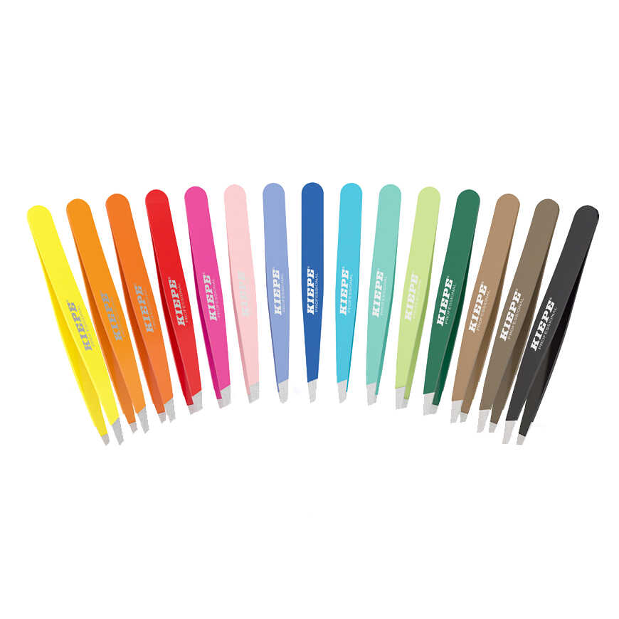Kiepe Colored Tweezers - farebné pinzety na obočie, šikmý hrot, 10 cm