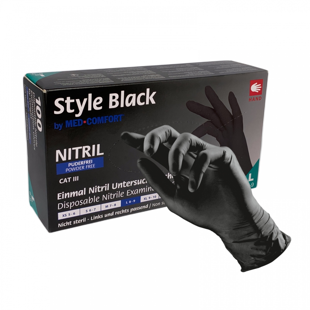 Nitrile Gloves Powderfree - černé bezpúdrové nitrilové rukavice, 100 ks