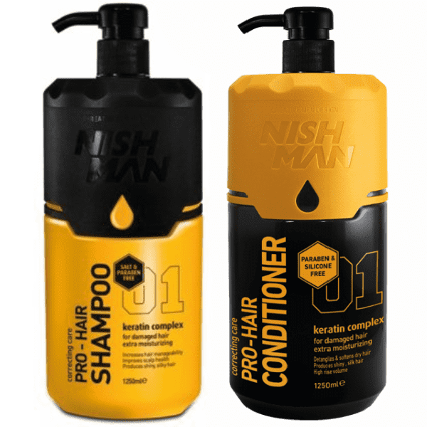 DUO: Nishman Keratin Shampoo - šampón na vlasy s keratínom, 1250 ml a Hair Conditioner - kondicionér na vlasy, 1250 ml