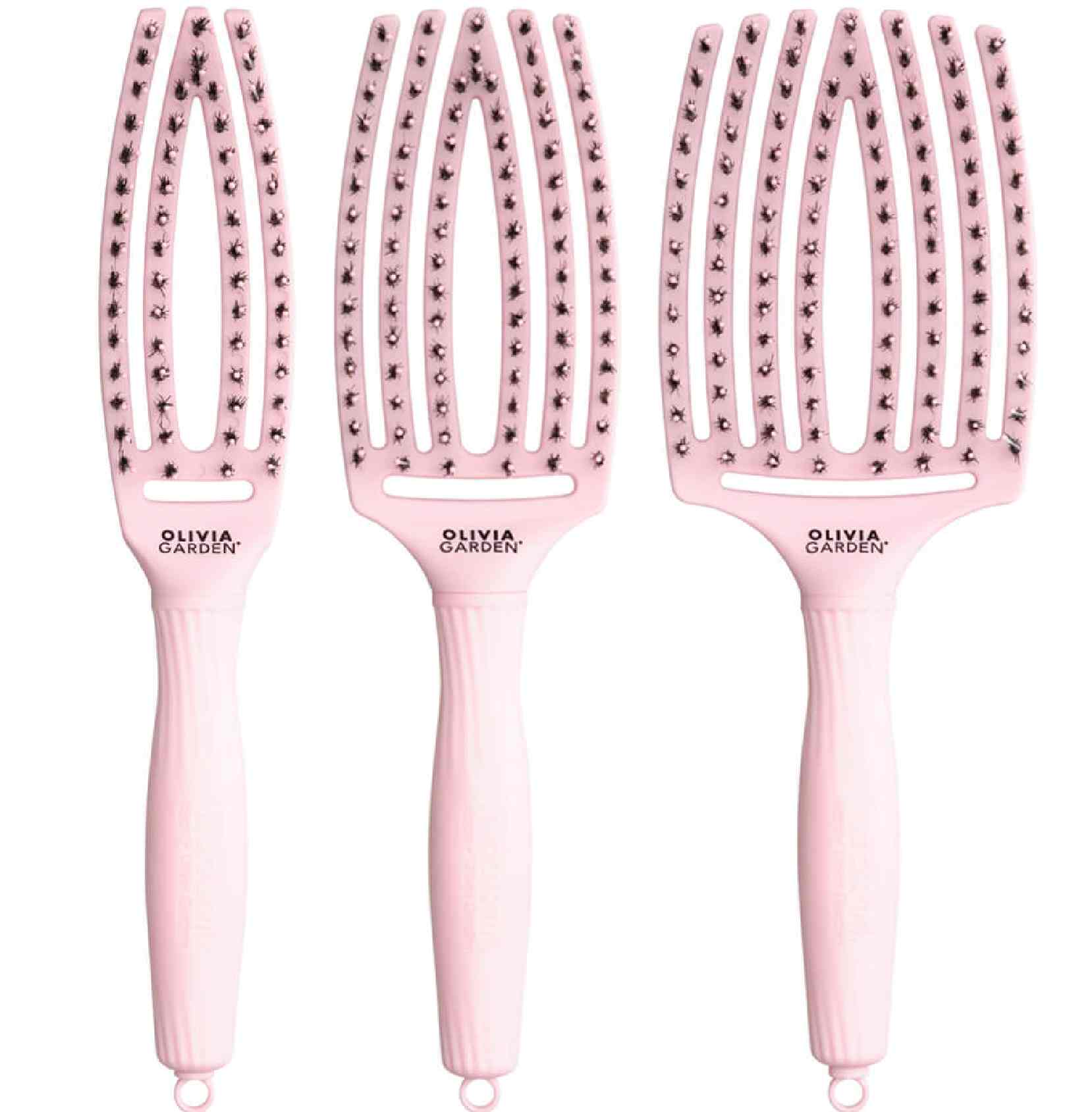 Olivia Garden FingerBrush Pastel Pink - kartáče na foukání/rozčesávání vlasů v pastelově růžové barvě