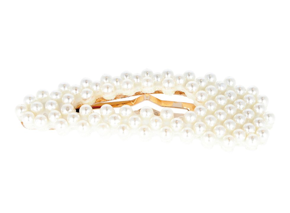 Eurostil 06935 Golden Clips Click Clack With Pearls - sponky do vlasů s perlami, 2 ks
