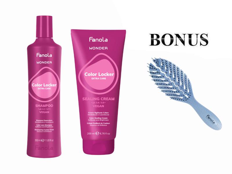 AKCIA: Fanola Wonder Color Locker Shampoo, 350 ml and Sealing Cream, 200 ml + kefa na vlasy Fanola