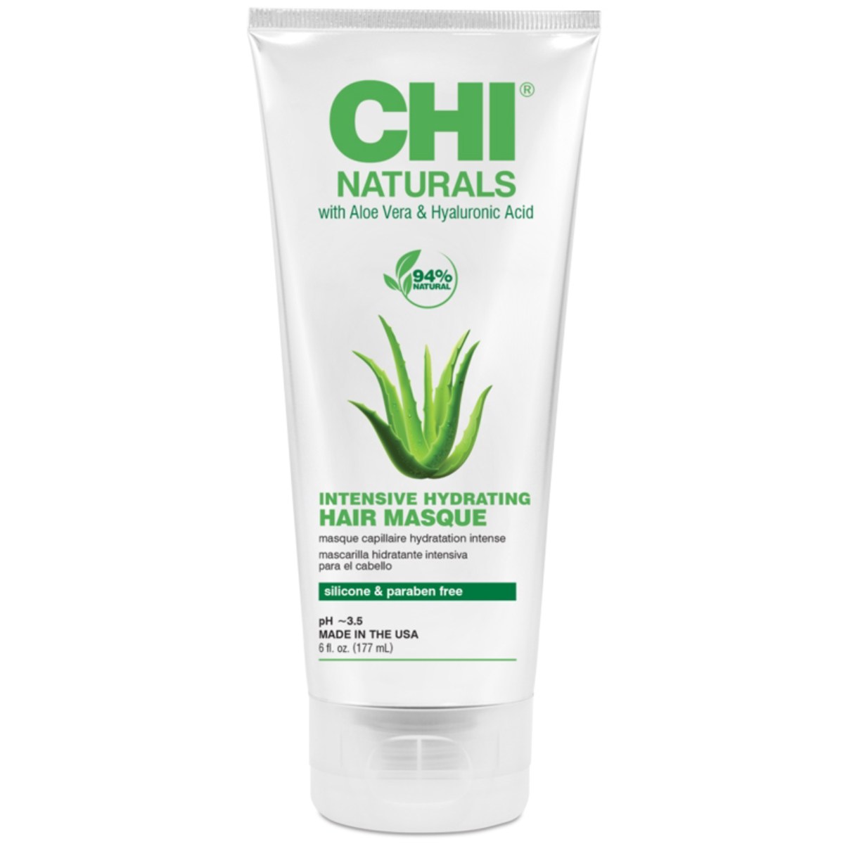 CHI Naturals Intensive Hydrating Masque Aloe Vera & Hyaluronic Acid - intenzivní hydratační maska, 177 ml