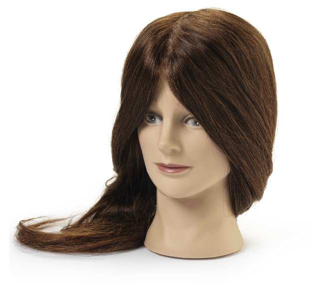 BraveHead 9852 Female Dark Brown - cvičná hlava, 100% ľudské vlasy, 45 - 50 cm