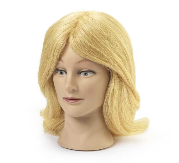 BraveHead 9854 Female Blonde - cvičná hlava, 100% ľudské vlasy, 35-40 cm