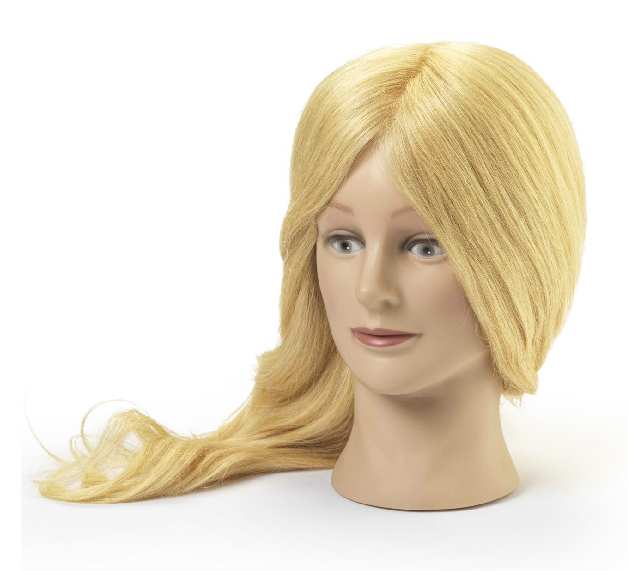 BraveHead 9855 Female Blonde - cvičná hlava, 100% ľudské vlasy, 45-50 cm