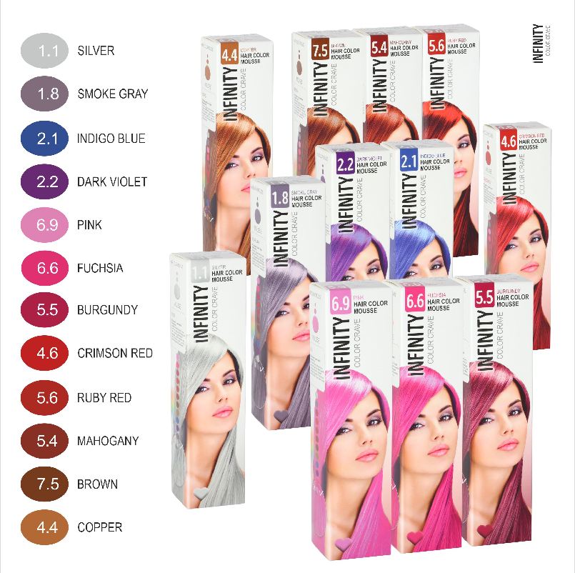Elyseé Infinity Hair Color Mousse - barevná pěnová tužidla, 75 ml