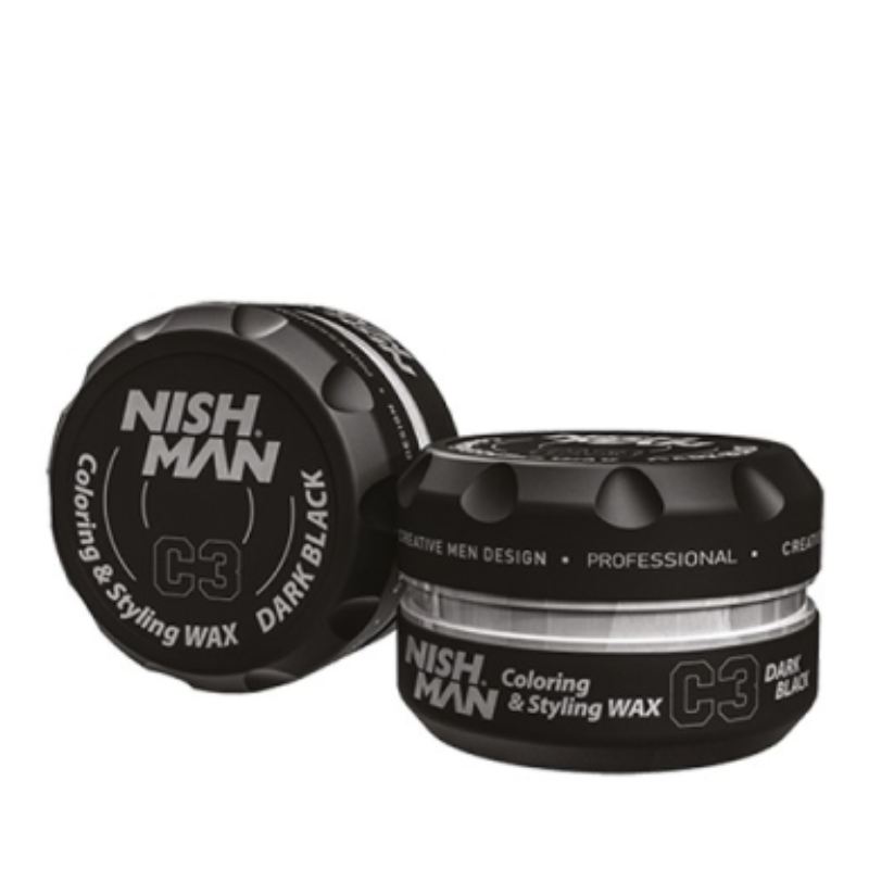Nishman Hair Coloring Wax C3 Black - černý barvící vosk na vlasy, 100 ml