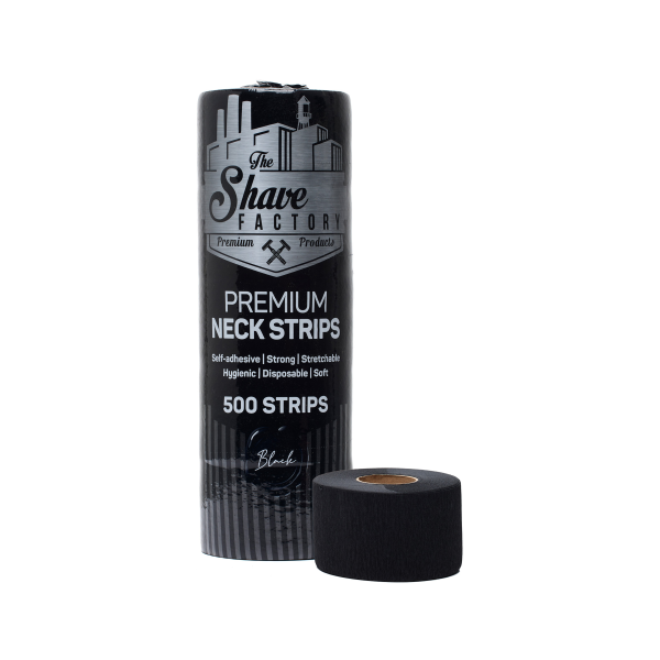 The Shave Factory Premium Neck Strips - čierne ochranné papieriky okolo krku pri strihaní, 5x100 ks