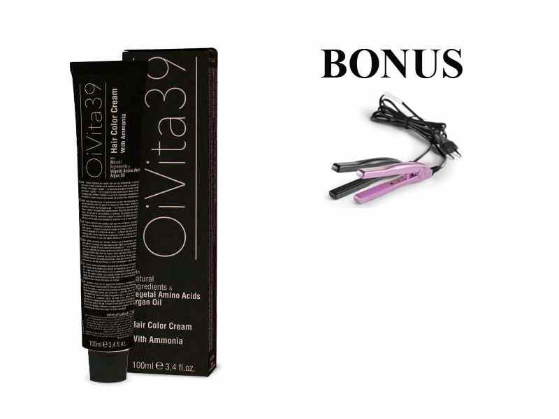 AKCE: 10 ks OiVita 39 Hair Cream Color - profesionální hydratační krémová barva na vlasy, 100 ml + mini žehlička na vlasy