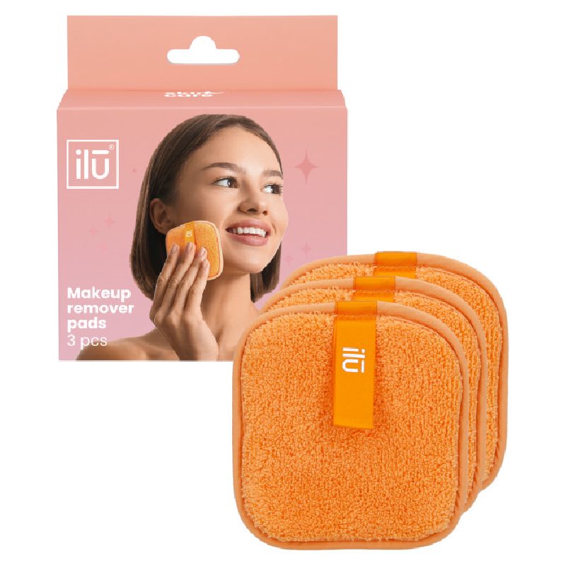 ILU Makeup Remover Pads Orange - odličovacie vankúšiky v tvare štvorca, oranžové, 3ks