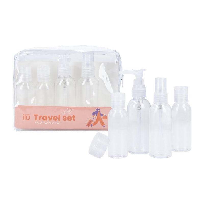 ILU Travel Set Bottles - prázdne cestovné fľaštičky + nádobka + aplikátor
