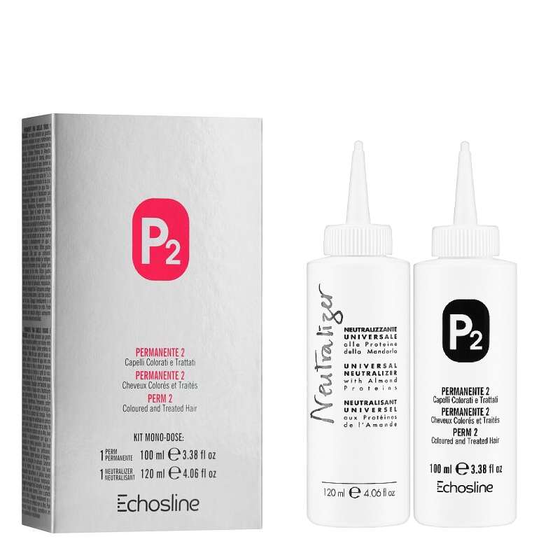 Echosline P2 (Perm 2) Coloured and Treated Hair - tvalá a neutralizér na farbené a chem. ošetrované vlasy 100 ml a 120 ml