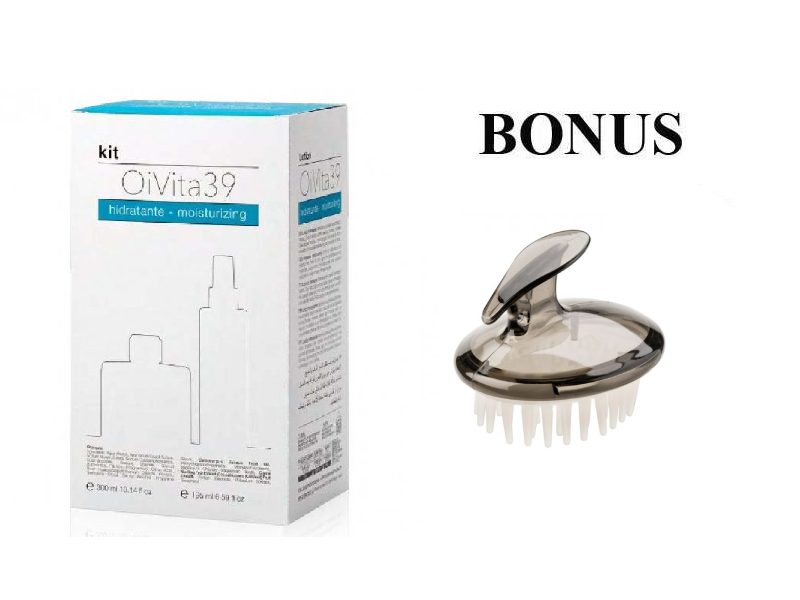 OiVita39 Hydrating-Moisturizing Kit - hydratačný šampón a mlieko na suché vlasy + masážna kefa Eurostil 04427
