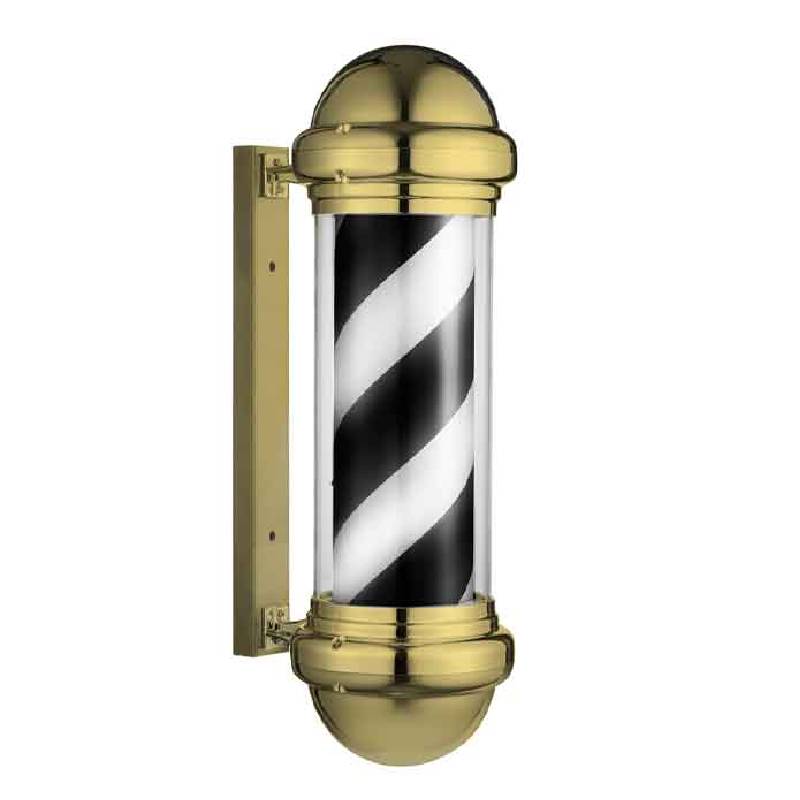 Eurostil 09045/53 Golden Barber Pole w./ Black&White Stripes - barber stĺpik v zlatej farbe a čierno-bielymi pruhmi