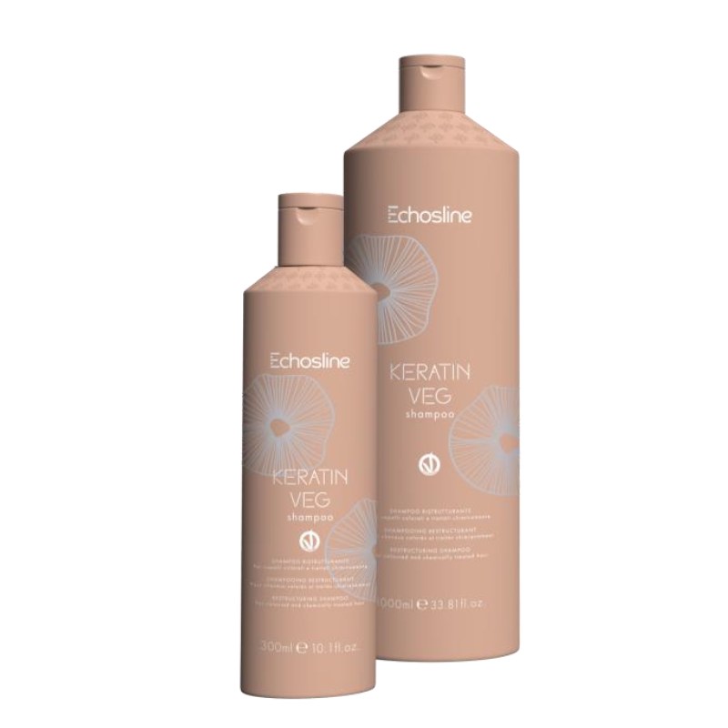 Echosline (new) Keratin VEG Shampoo - obnovujúci šampón pre farbené a chemické ošetrované vlasy