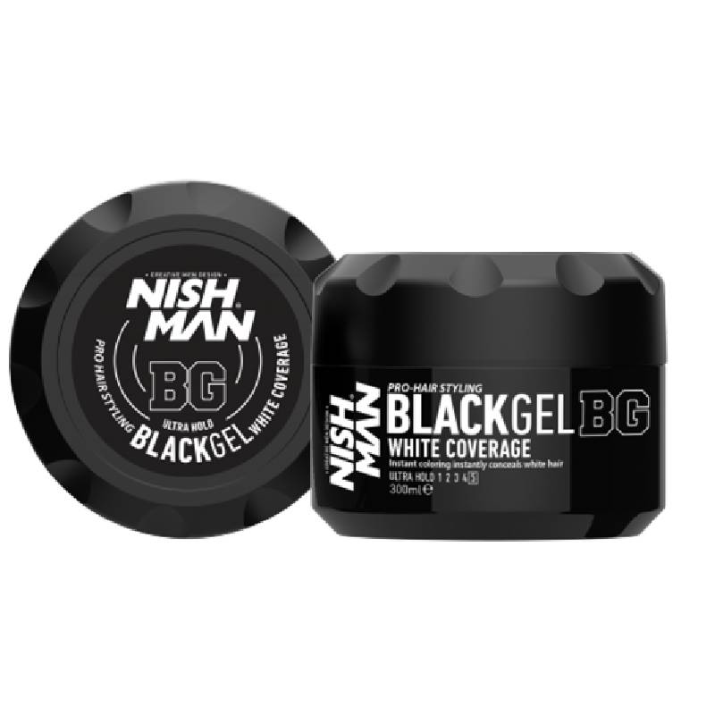 Nishman Black Gel (White Coverage) - čierny gél na vlasy, 300 ml