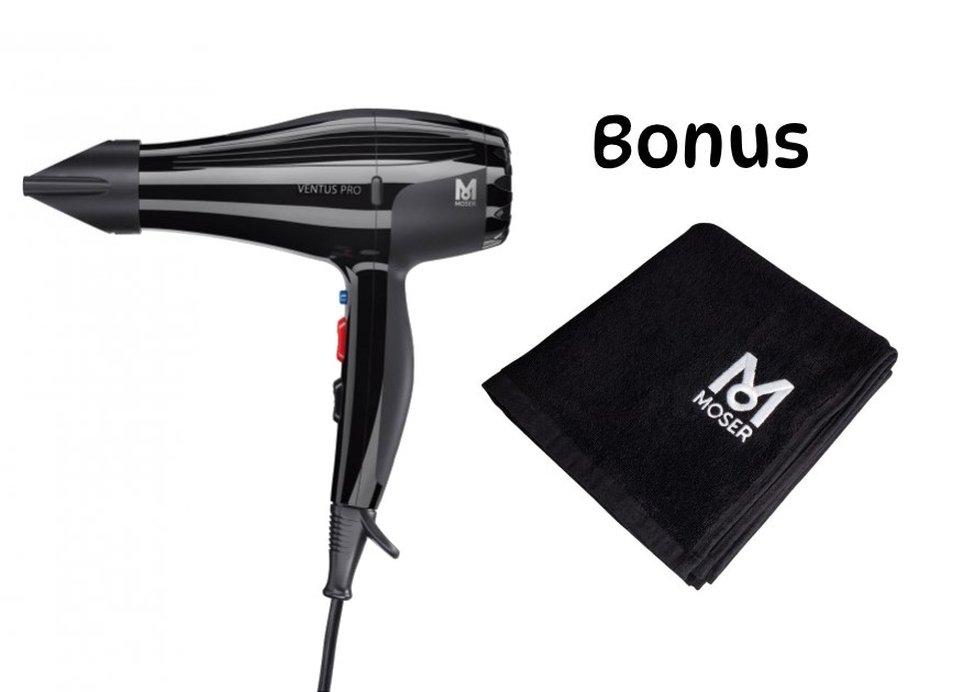 AKCE: Moser Ventus Pro 2200W (4352-0050) - profesionální fén na vlasy + Ručník